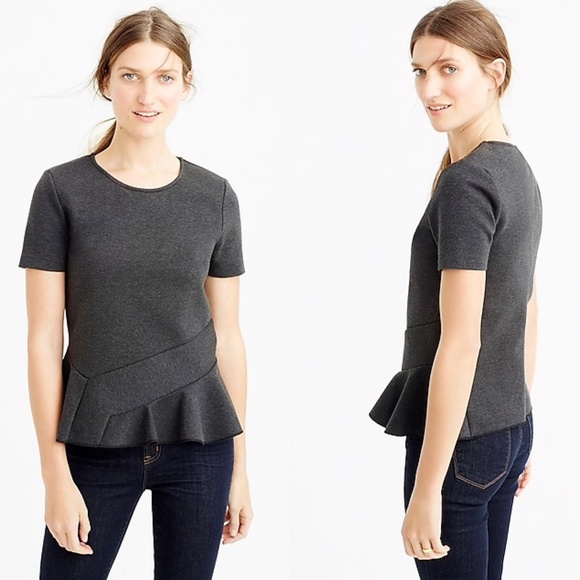 J. Crew Tops - J. Crew Gray Structured Flutter Hem T Shirt Small